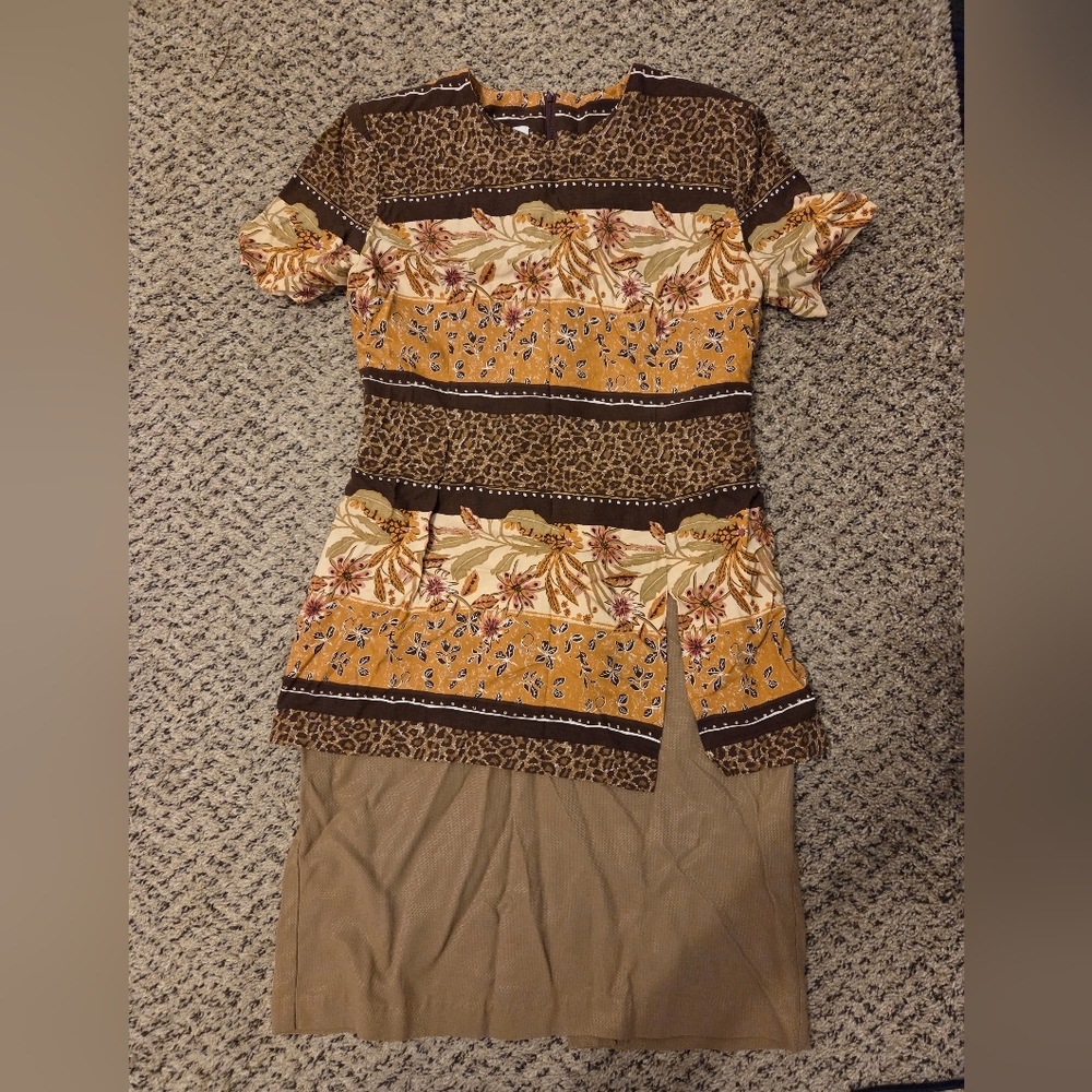 Floral and Leopard Print Skirt